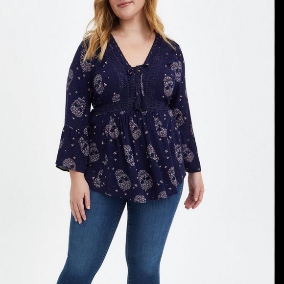 torrid Tops - torrid skull blouse 3X